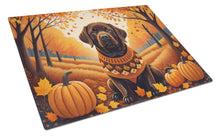 Load image into Gallery viewer, Chocolate Labrador Retriever Fall Glass Cutting Boards – Durable, Decorative Kitchen Art Large