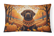 Load image into Gallery viewer, Chocolate Labrador Retriever Fall Fabric Decorative Pillow