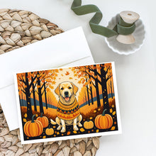 Load image into Gallery viewer, Yellow Labrador Retriever Fall Greeting Cards -  Blank Note Cards – 8-Pack of Artist-Designed Cards with Envelopes
