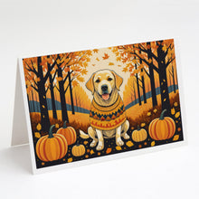 Load image into Gallery viewer, Yellow Labrador Retriever Fall Greeting Cards -  Blank Note Cards – 8-Pack of Artist-Designed Cards with Envelopes