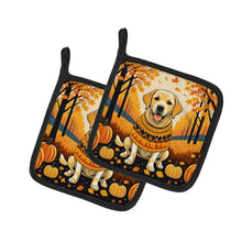 Load image into Gallery viewer, Yellow Labrador Retriever Fall Pot Holders - Set of 2 Decorative Kitchen Helpers | Made in the USA