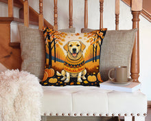 Load image into Gallery viewer, Yellow Labrador Retriever Fall Throw Pillow - 14x14 Decorative Pillow – Art for Your Home &amp; Patio