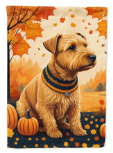 Load image into Gallery viewer, Lakeland Terrier Fall Garden Flag – Dog Surrounded by Pumpkins &amp; Autumn Leaves