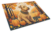 Load image into Gallery viewer, Lakeland Terrier Fall Glass Cutting Boards – Durable, Decorative Kitchen Art Large