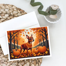 Load image into Gallery viewer, Red Miniature Pinscher Fall Greeting Cards -  Blank Note Cards – 8-Pack of Artist-Designed Cards with Envelopes