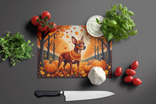 Load image into Gallery viewer, Red Miniature Pinscher Fall Glass Cutting Boards – Durable, Decorative Kitchen Art Large