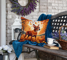 Load image into Gallery viewer, Red Miniature Pinscher Fall Fabric Decorative Pillow