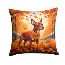 Load image into Gallery viewer, Red Miniature Pinscher Fall Fabric Decorative Pillow