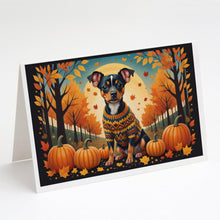 Load image into Gallery viewer, Miniature Pinscher Fall Greeting Cards -  Blank Note Cards – 8-Pack of Artist-Designed Cards with Envelopes
