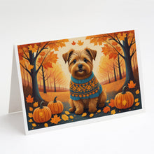 Load image into Gallery viewer, Norfolk Terrier Fall Greeting Cards -  Blank Note Cards – 8-Pack of Artist-Designed Cards with Envelopes