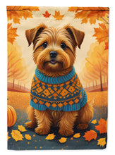 Load image into Gallery viewer, Norfolk Terrier Fall Garden Flag – Dog Surrounded by Pumpkins &amp; Autumn Leaves