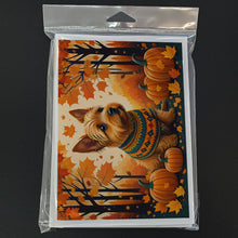 Load image into Gallery viewer, Norwich Terrier Fall Greeting Cards -  Blank Note Cards – 8-Pack of Artist-Designed Cards with Envelopes