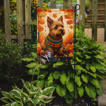 Load image into Gallery viewer, Norwich Terrier Fall Garden Flag – Dog Surrounded by Pumpkins &amp; Autumn Leaves