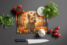 Load image into Gallery viewer, Norwich Terrier Fall Glass Cutting Boards – Durable, Decorative Kitchen Art Large