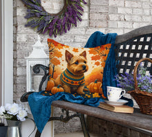 Load image into Gallery viewer, Norwich Terrier Fall Fabric Decorative Pillow