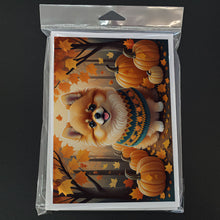 Load image into Gallery viewer, Pomeranian Fall Greeting Cards -  Blank Note Cards – 8-Pack of Artist-Designed Cards with Envelopes