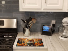 Load image into Gallery viewer, Pomeranian Fall Glass Cutting Boards – Durable, Decorative Kitchen Art Large