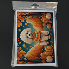 Load image into Gallery viewer, Poodle Fall Greeting Cards -  Blank Note Cards – 8-Pack of Artist-Designed Cards with Envelopes