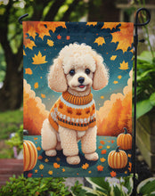 Load image into Gallery viewer, Poodle Fall Garden Flag – Dog Surrounded by Pumpkins &amp; Autumn Leaves