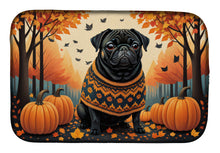 Load image into Gallery viewer, Black Pug Fall Dish Drying Mat