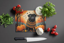 Load image into Gallery viewer, Black Pug Fall Glass Cutting Boards – Durable, Decorative Kitchen Art Large