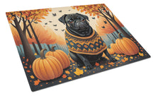 Load image into Gallery viewer, Black Pug Fall Glass Cutting Boards – Durable, Decorative Kitchen Art Large
