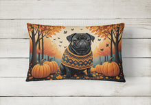Load image into Gallery viewer, Black Pug Fall Fabric Decorative Pillow