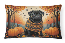 Load image into Gallery viewer, Black Pug Fall Fabric Decorative Pillow