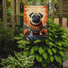 Load image into Gallery viewer, Fawn Pug Fall Garden Flag – Dog Surrounded by Pumpkins &amp; Autumn Leaves