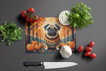 Load image into Gallery viewer, Fawn Pug Fall Glass Cutting Boards – Durable, Decorative Kitchen Art Large