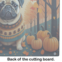 Load image into Gallery viewer, Fawn Pug Fall Glass Cutting Boards – Durable, Decorative Kitchen Art Large