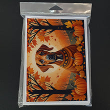 Load image into Gallery viewer, Rhodesian Ridgeback Fall Greeting Cards -  Blank Note Cards – 8-Pack of Artist-Designed Cards with Envelopes