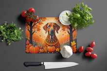 Load image into Gallery viewer, Rhodesian Ridgeback Fall Glass Cutting Boards – Durable, Decorative Kitchen Art Large