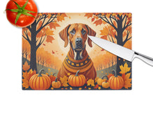 Load image into Gallery viewer, Rhodesian Ridgeback Fall Glass Cutting Boards – Durable, Decorative Kitchen Art Large