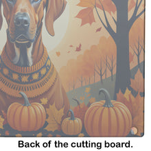 Load image into Gallery viewer, Rhodesian Ridgeback Fall Glass Cutting Boards – Durable, Decorative Kitchen Art Large