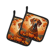 Load image into Gallery viewer, Rhodesian Ridgeback Fall Pot Holders - Set of 2 Decorative Kitchen Helpers | Made in the USA