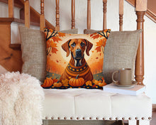 Load image into Gallery viewer, Rhodesian Ridgeback Fall Throw Pillow - 14x14 Decorative Pillow – Art for Your Home &amp; Patio