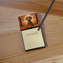 Load image into Gallery viewer, Rhodesian Ridgeback Fall Sticky Note Holder- Refiilable Desk Accessory Note Pad