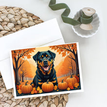 Load image into Gallery viewer, Rottweiler Fall Greeting Cards -  Blank Note Cards – 8-Pack of Artist-Designed Cards with Envelopes