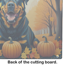 Load image into Gallery viewer, Rottweiler Fall Glass Cutting Boards – Durable, Decorative Kitchen Art Large