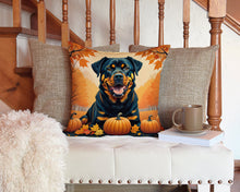 Load image into Gallery viewer, Rottweiler Fall Throw Pillow - 14x14 Decorative Pillow – Art for Your Home &amp; Patio