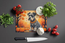 Load image into Gallery viewer, Schnauzer Fall Glass Cutting Boards – Durable, Decorative Kitchen Art Large