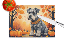 Load image into Gallery viewer, Schnauzer Fall Glass Cutting Boards – Durable, Decorative Kitchen Art Large