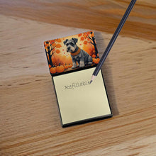 Load image into Gallery viewer, Schnauzer Fall Sticky Note Holder- Refiilable Desk Accessory Note Pad