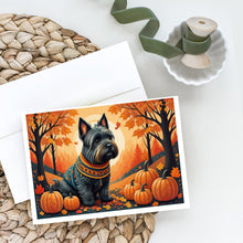 Load image into Gallery viewer, Scottish Terrier Fall Greeting Cards -  Blank Note Cards – 8-Pack of Artist-Designed Cards with Envelopes