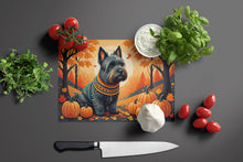 Load image into Gallery viewer, Scottish Terrier Fall Glass Cutting Boards – Durable, Decorative Kitchen Art Large
