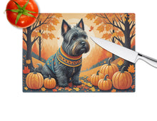Load image into Gallery viewer, Scottish Terrier Fall Glass Cutting Boards – Durable, Decorative Kitchen Art Large