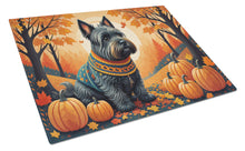 Load image into Gallery viewer, Scottish Terrier Fall Glass Cutting Boards – Durable, Decorative Kitchen Art Large