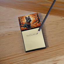 Load image into Gallery viewer, Scottish Terrier Fall Sticky Note Holder- Refiilable Desk Accessory Note Pad