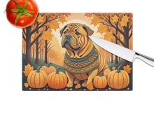 Load image into Gallery viewer, Shar Pei Fall Glass Cutting Boards – Durable, Decorative Kitchen Art Large